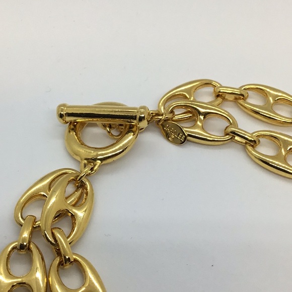 1980’s Carolee Couture Double Mariner Chain Gold Necklace - Picture 5 of 9
